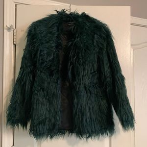 Emerald Green Faux Fur Jacket